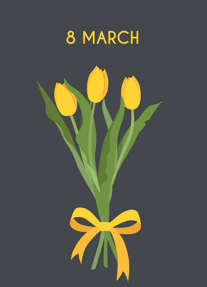 fiesta tarjeta para De las mujeres día marzo 8. vector ilustración de un primavera flor. saludo realista tulipán flores plantilla, lujo floral fondo, internacional De las mujeres día concepto volantes, moderno fiesta