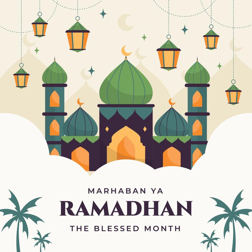 Ramadhan kareem flat illustration vector