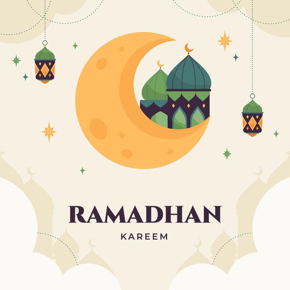 ramadhan kareem plano ilustración vector