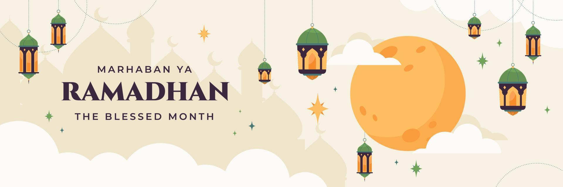 ramadhan plano ilustración horizontal bandera vector