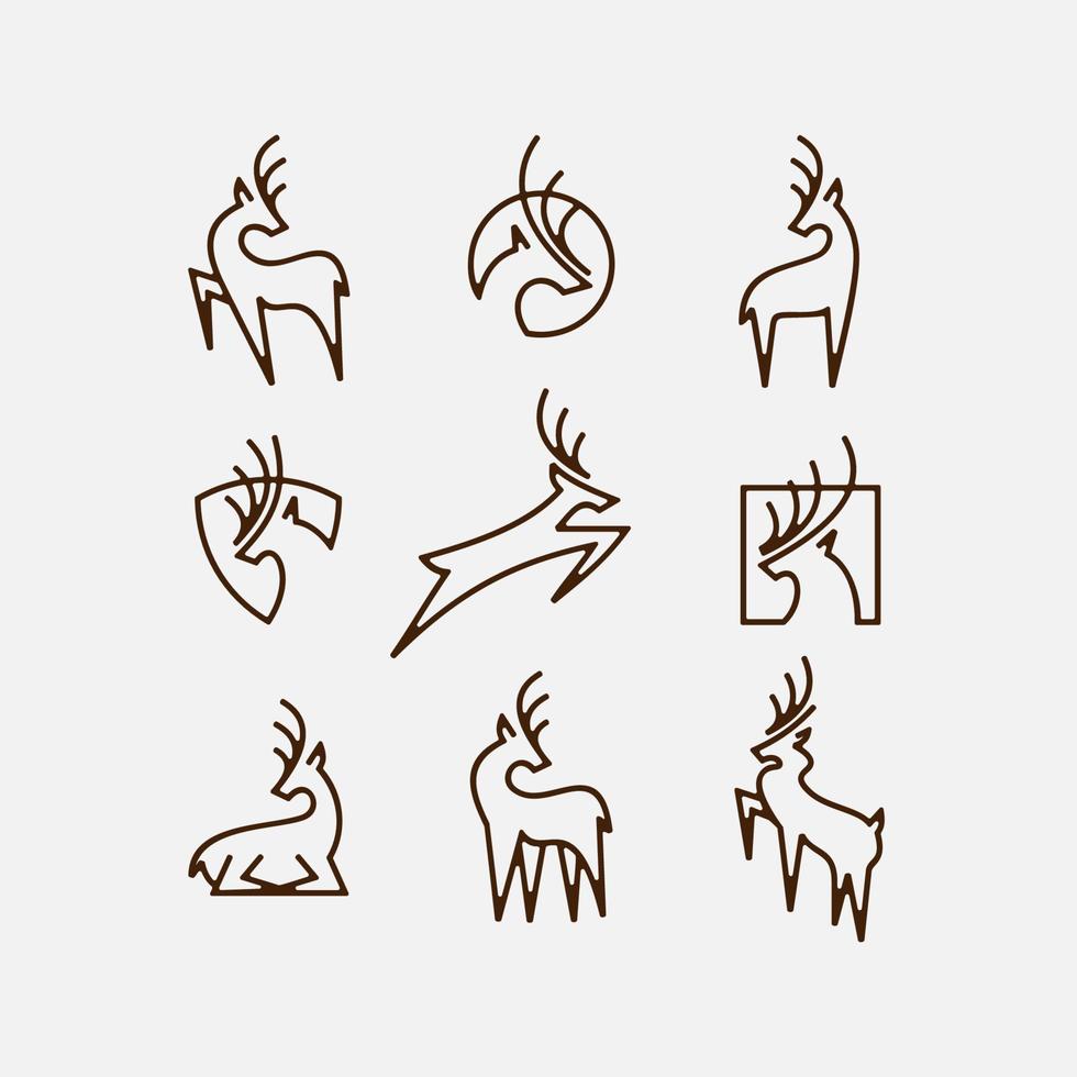 colección monoline ciervo minimalista logo diseño vector