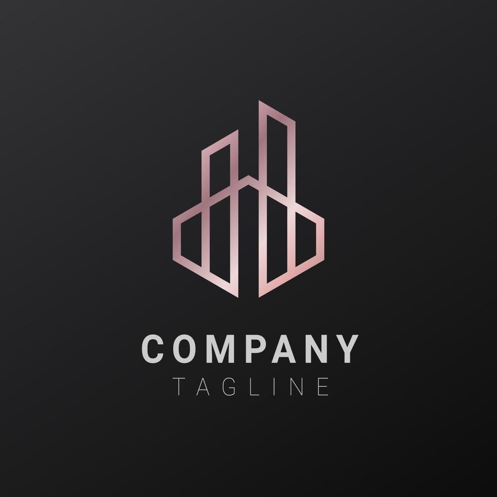 h building luxury minimalist monoline logo design vector
