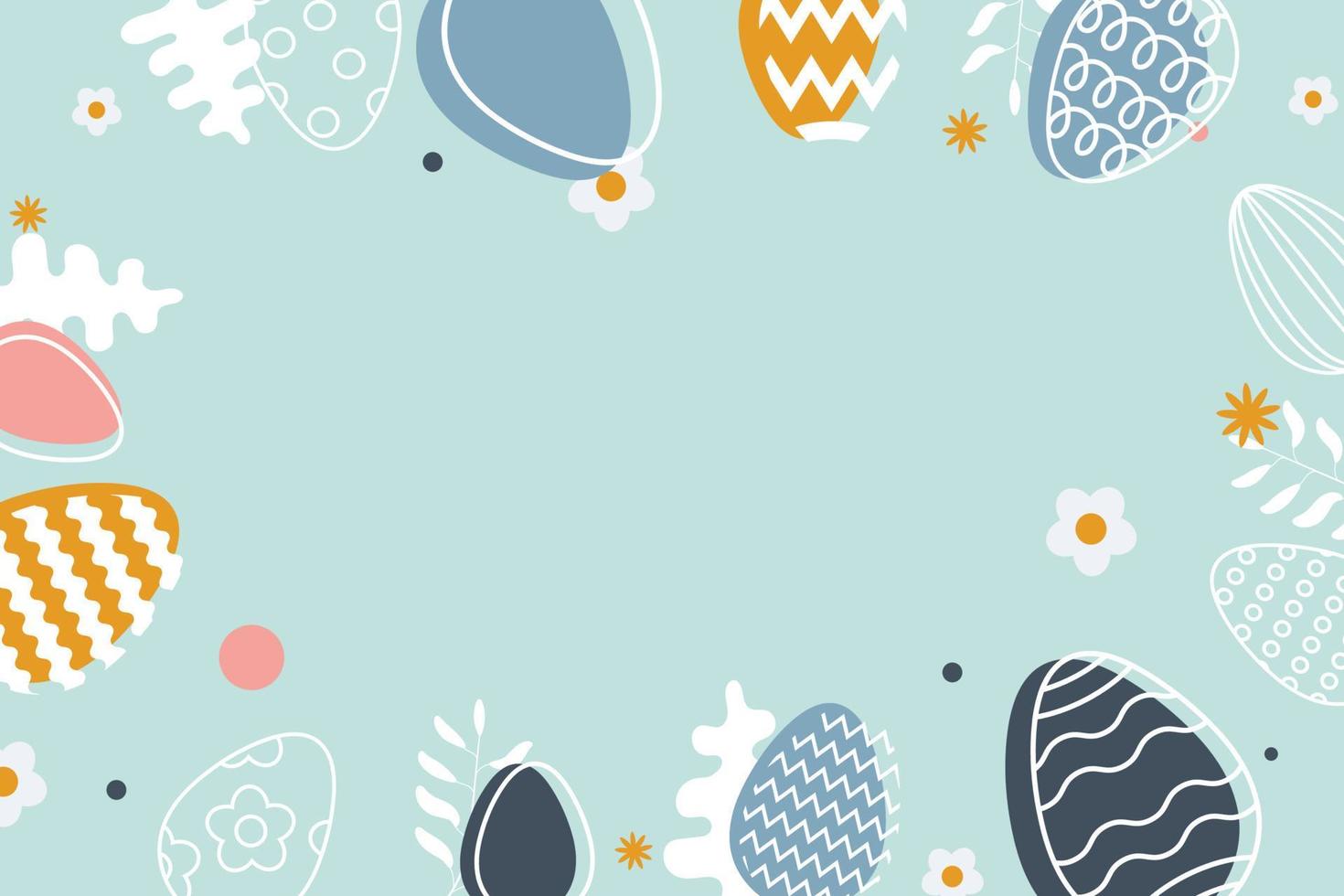 Happy Easter Banner in Modern minimal style with eggs, flowers, and dots. Good for greeting card, banner, poster, flyer, and web. vector