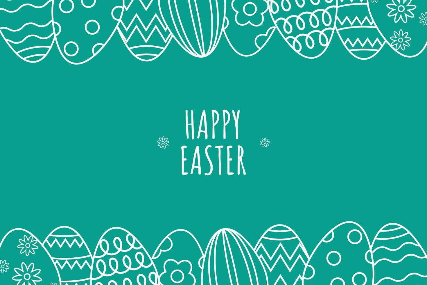 Happy Easter Backgorund in Line art style with typography, eggs, and flowers. Good for greeting card, banner, poster, flyer, and web. vector