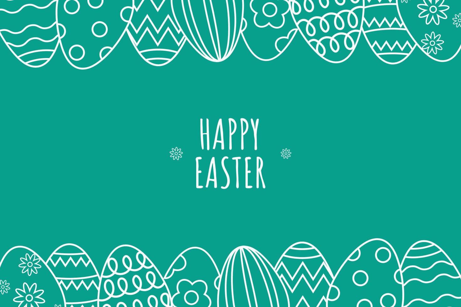 Happy Easter Backgorund in Line art style with typography, eggs, and flowers. Good for greeting card, banner, poster, flyer, and web. vector