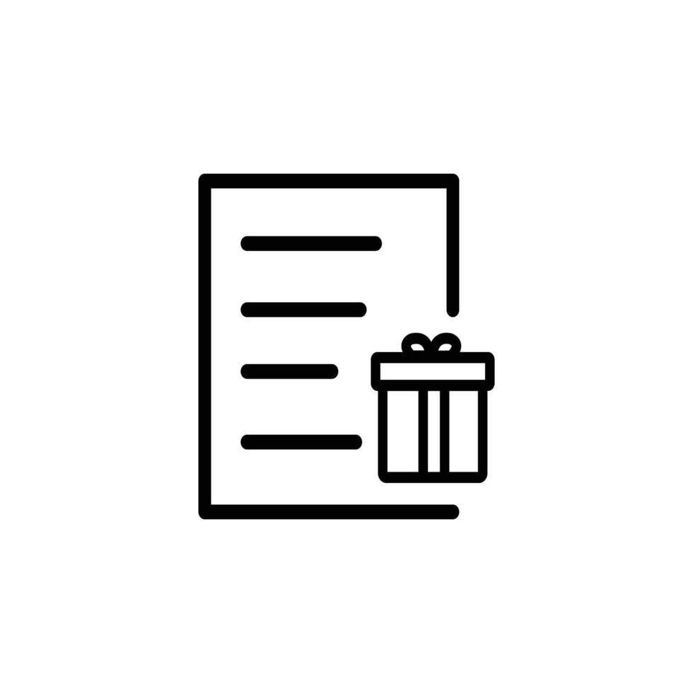 gift Letter Vector Line Icon. isolated object on white background. vector illustration
