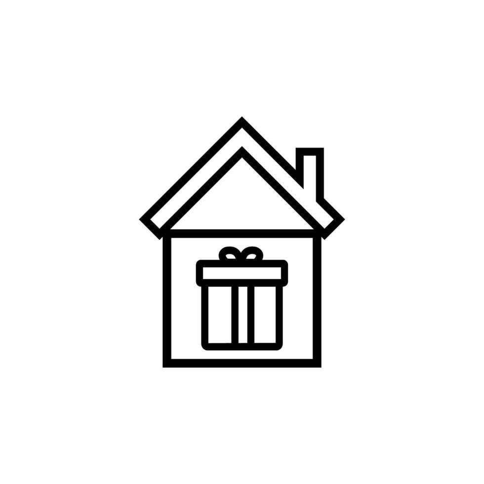 gift house with a solid line. isolated on white background. vector illustration