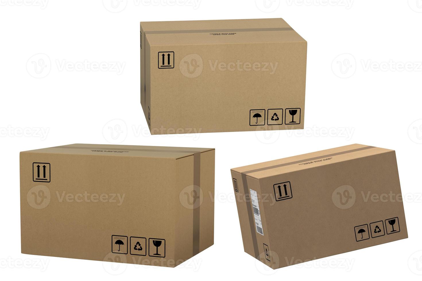 Cardboard brown boxes. shopping , delivery and moving concept. 3d render photo