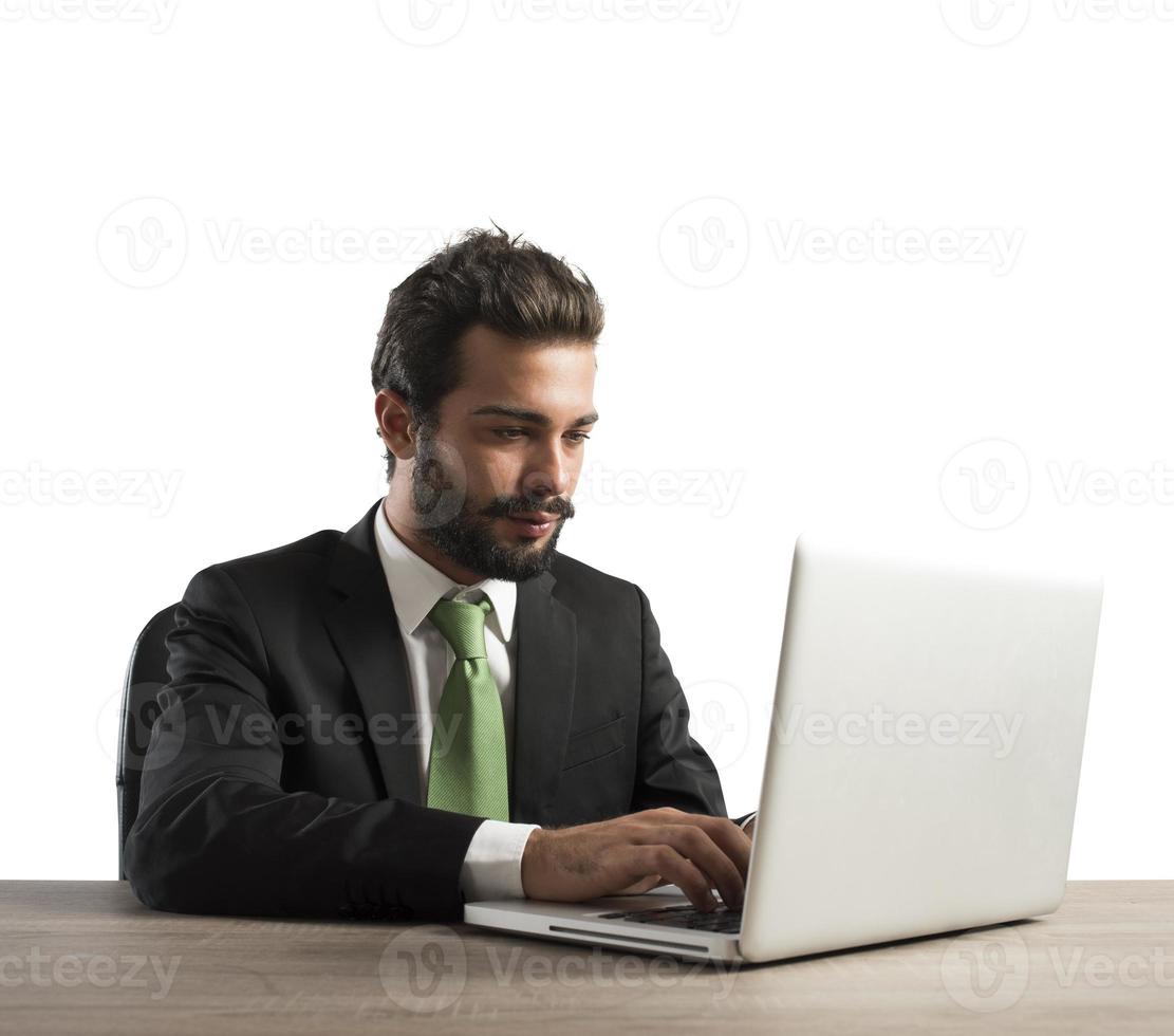 Businessman work with laptop photo