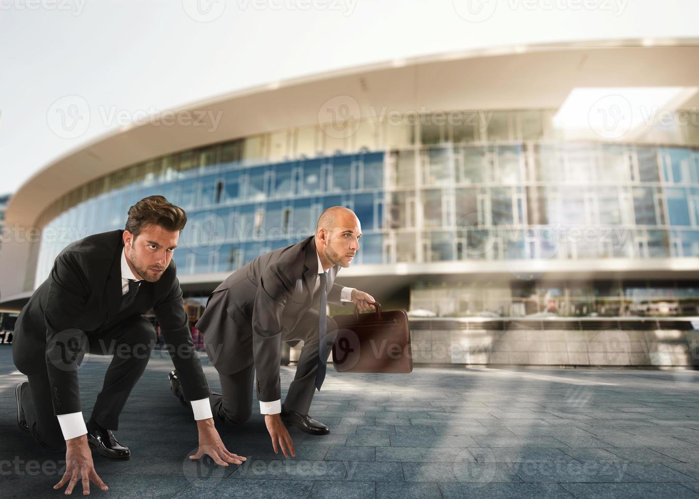 Businessmen ready to start. Competition and challenge in business concept photo