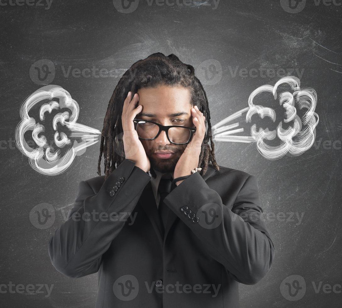 Businessman brain in smoke photo