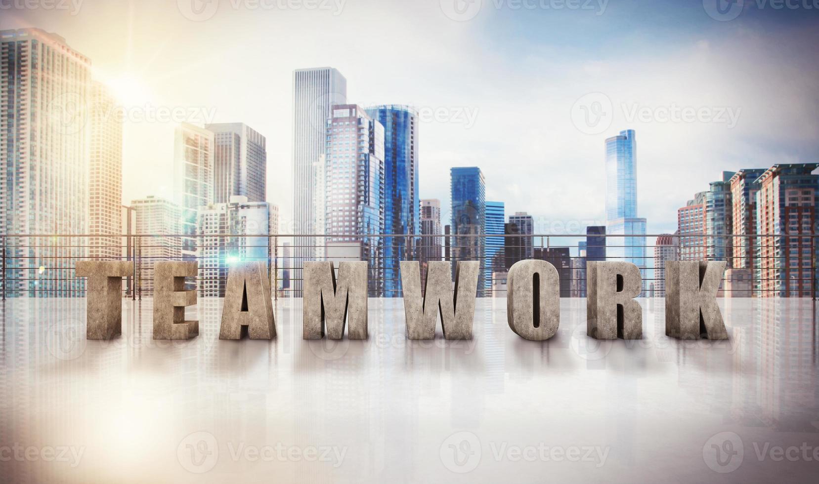 Business teamwork view. 3d rendering photo