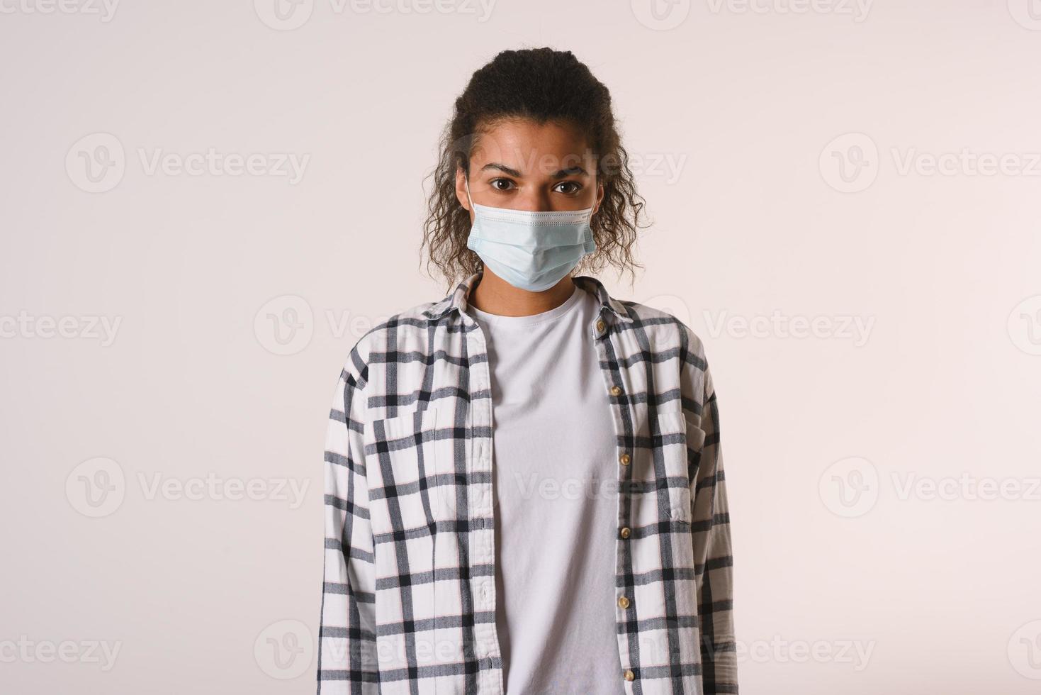 Woman with face mask. concept of pandemic of covid-19 coronavirus photo