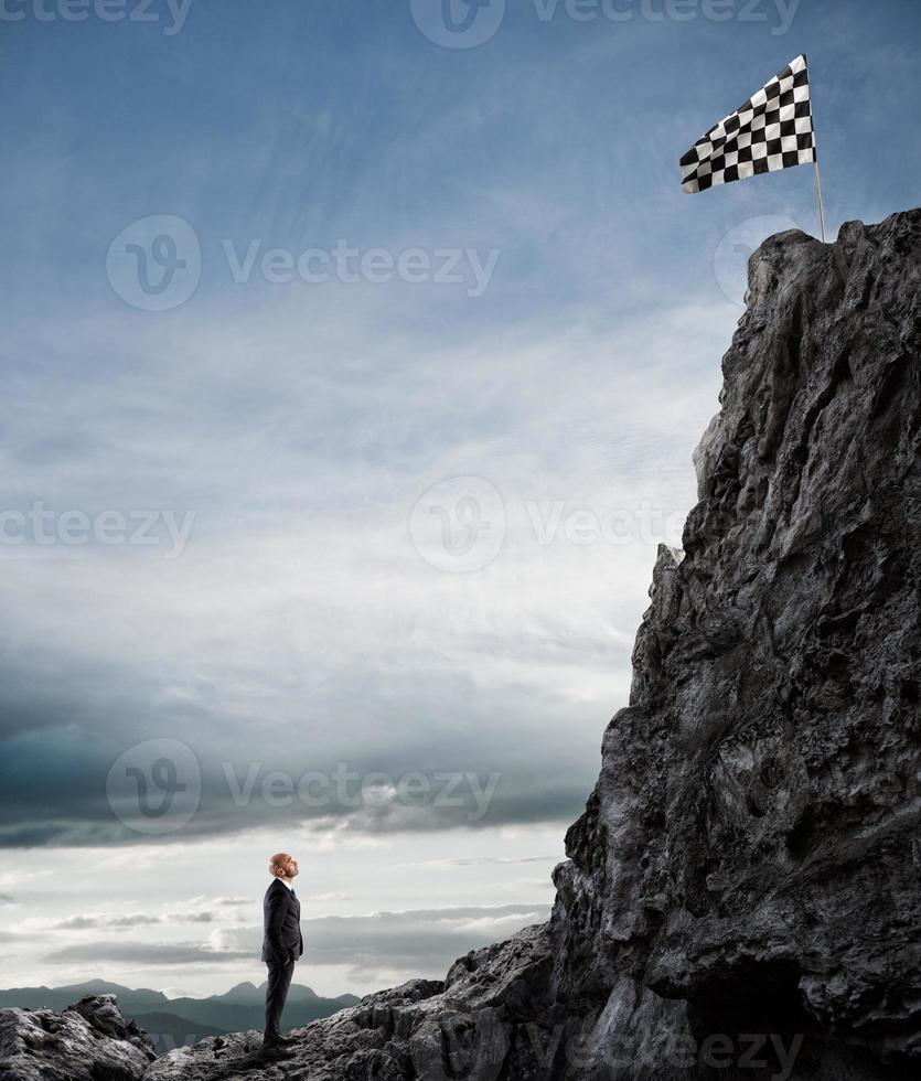 Business concept of businessman overcome the problems photo