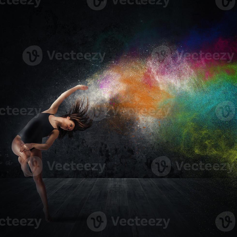 Dance with colored pigments photo