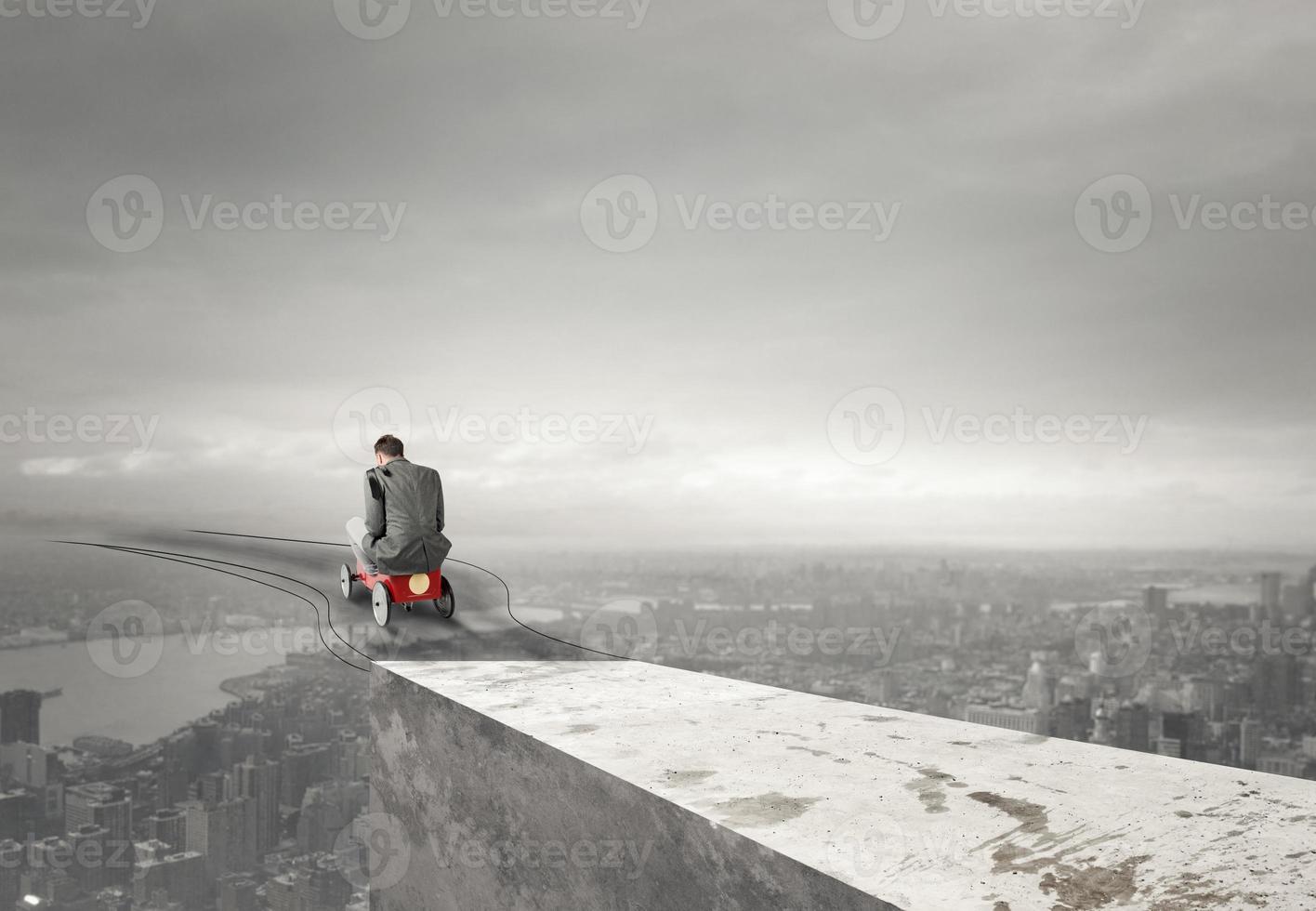 Businessman driving a car. Limitless concept photo