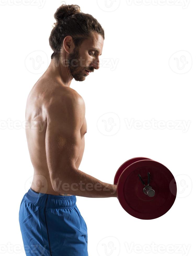 Man training biceps photo