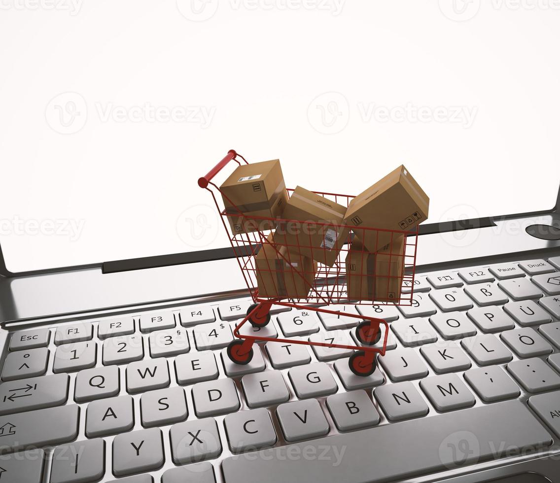 Shopping online. 3D Rendering photo