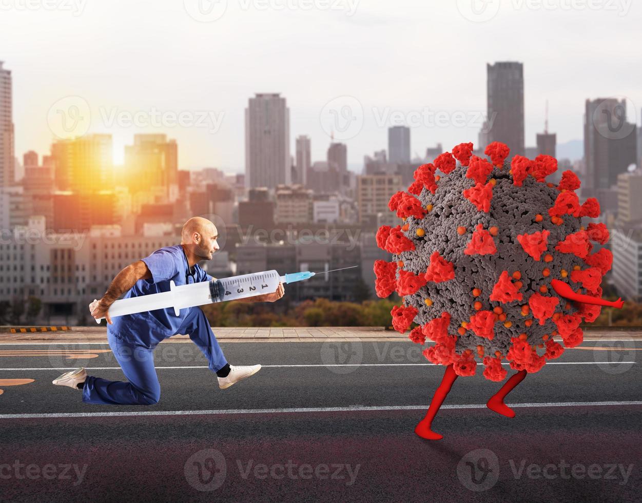 Codiv-19 virus try to escape fast from the vaccine photo