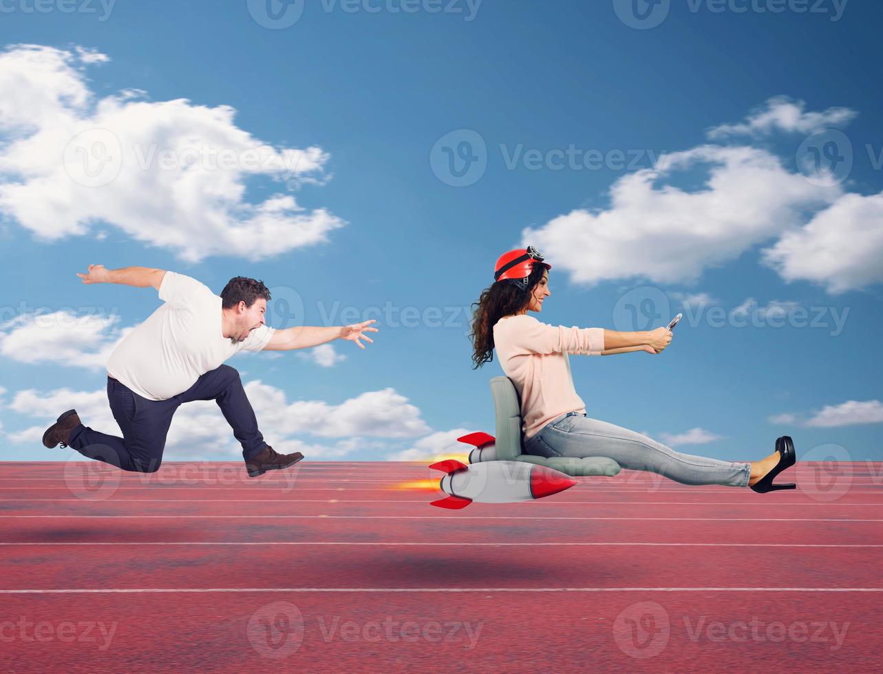 University students are studying in a library together. Concept of teamwork and preparation photo
