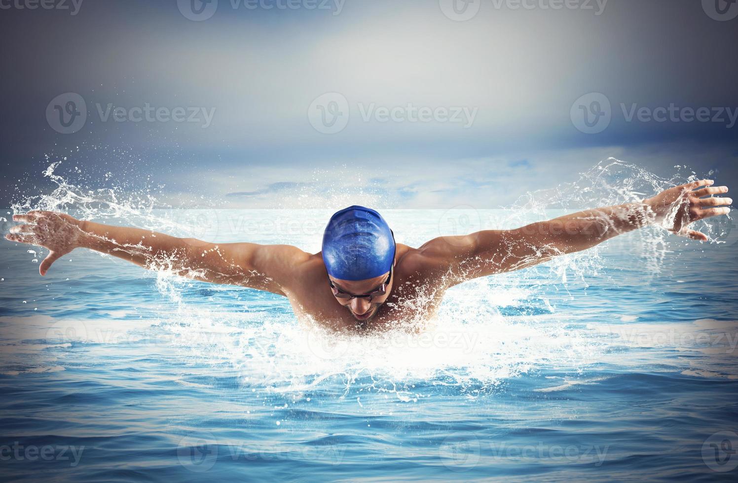 Swimming in the sea photo