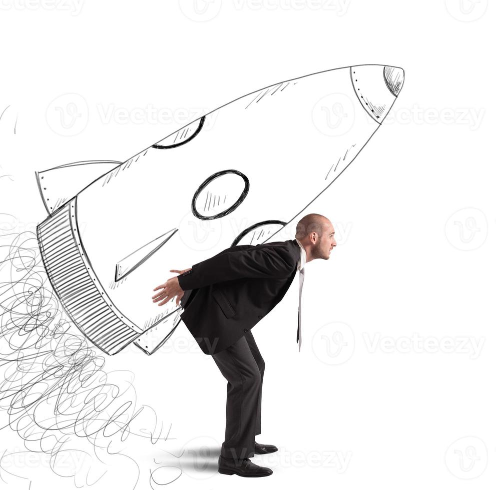 Businessman with spaceship photo