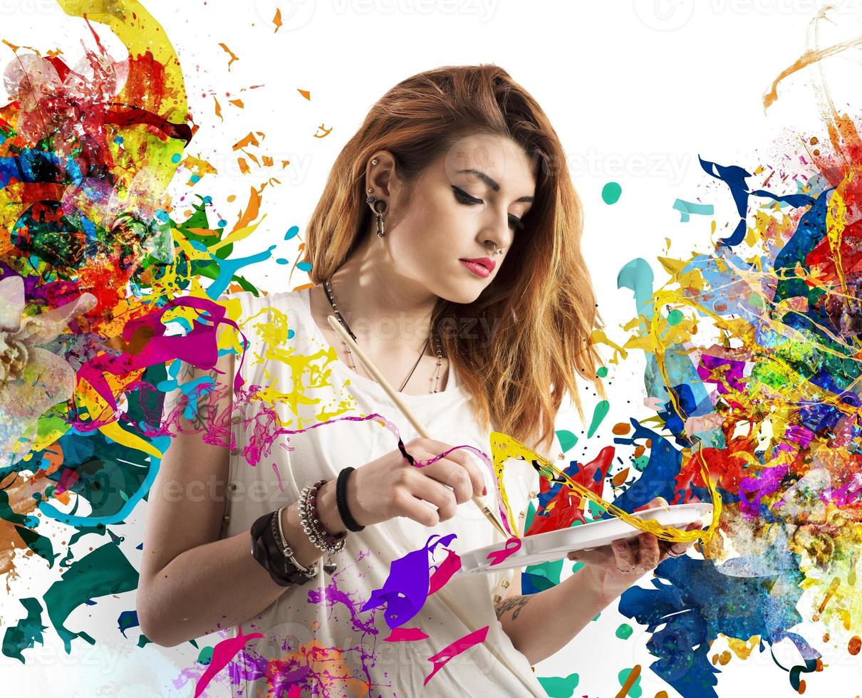 Girl creative painter photo