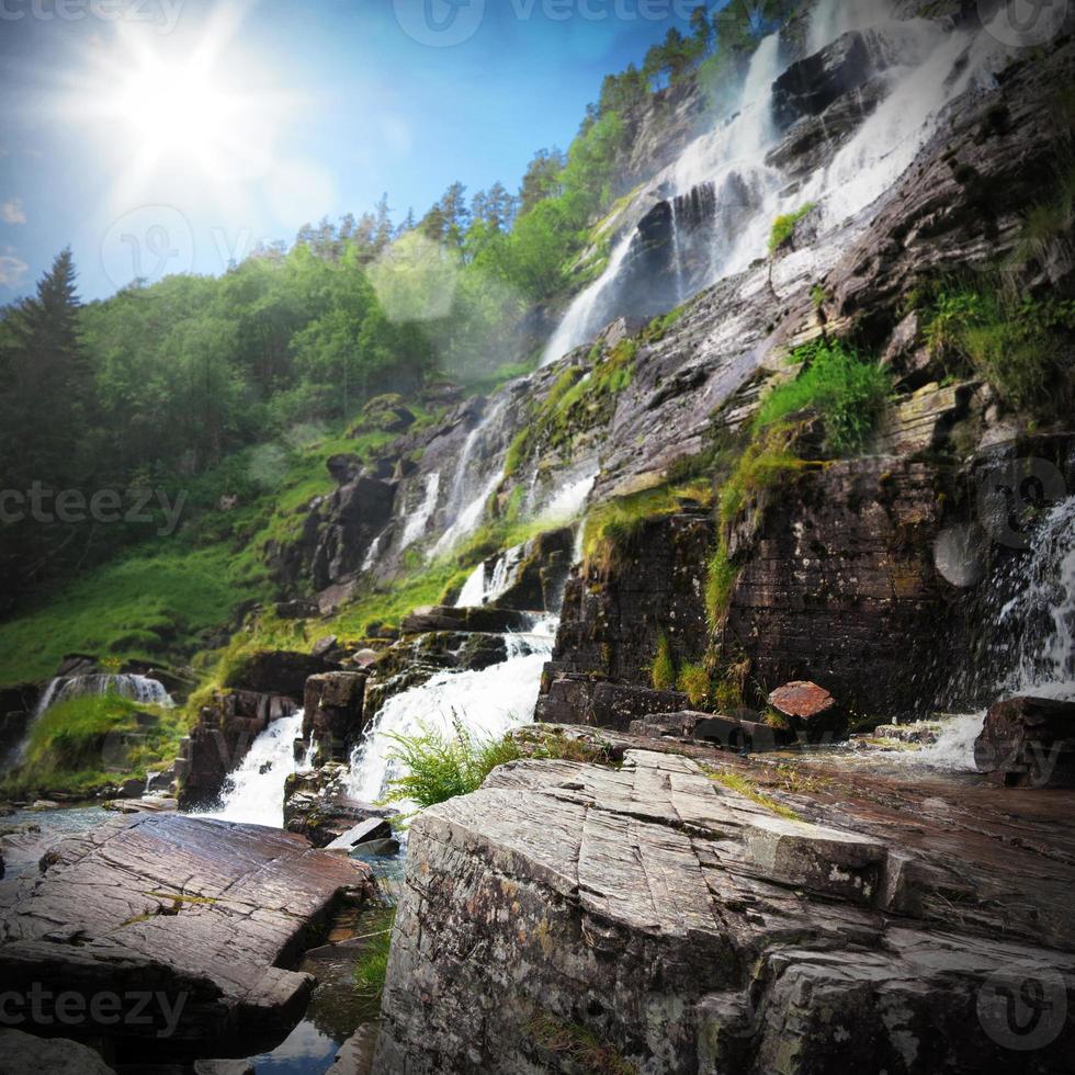 Natural landscape with waterfall photo