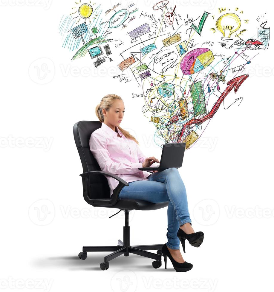 Businesswoman analyzing profits photo