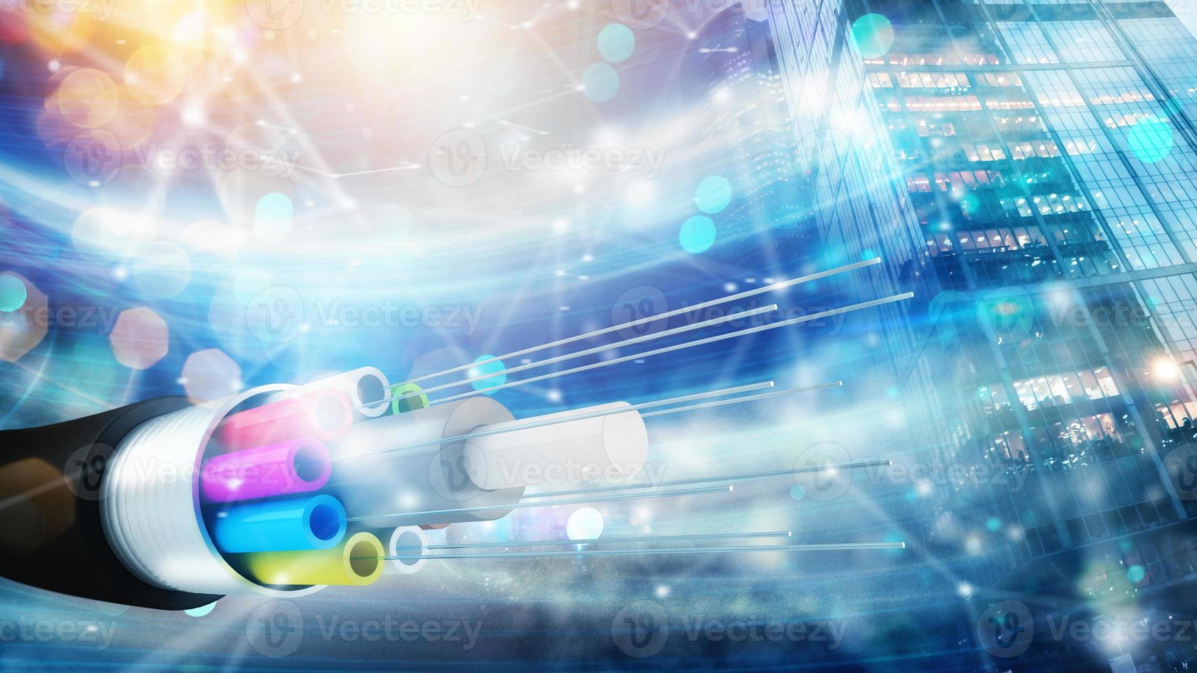 Internet connection with optical fiber. Concept of fast internet photo