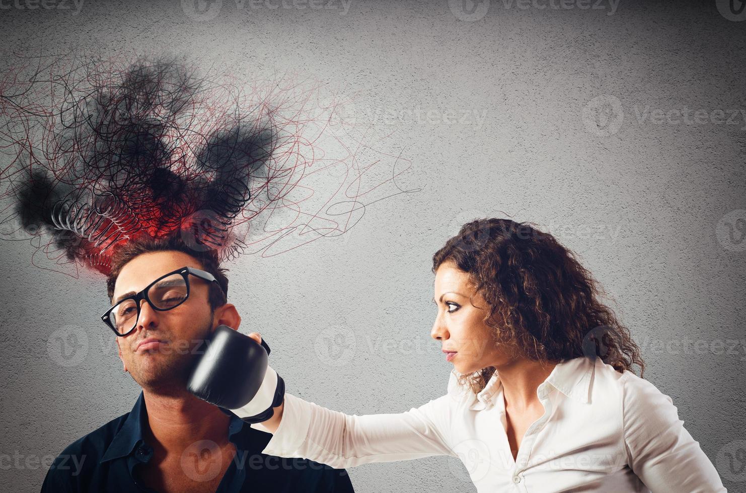 Angry boxer businesswoman photo