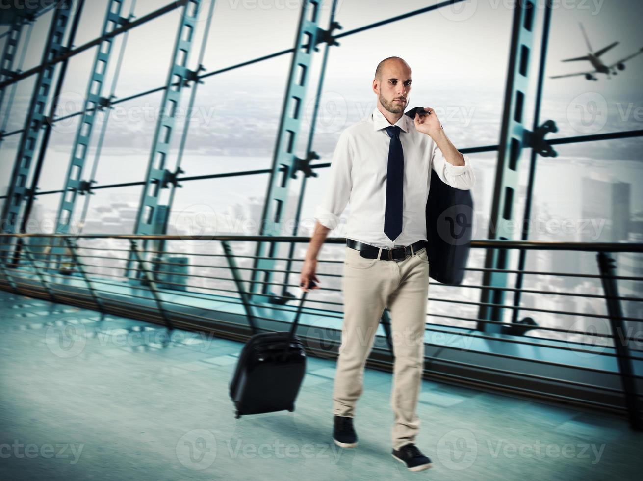 Businessman traveling for work photo