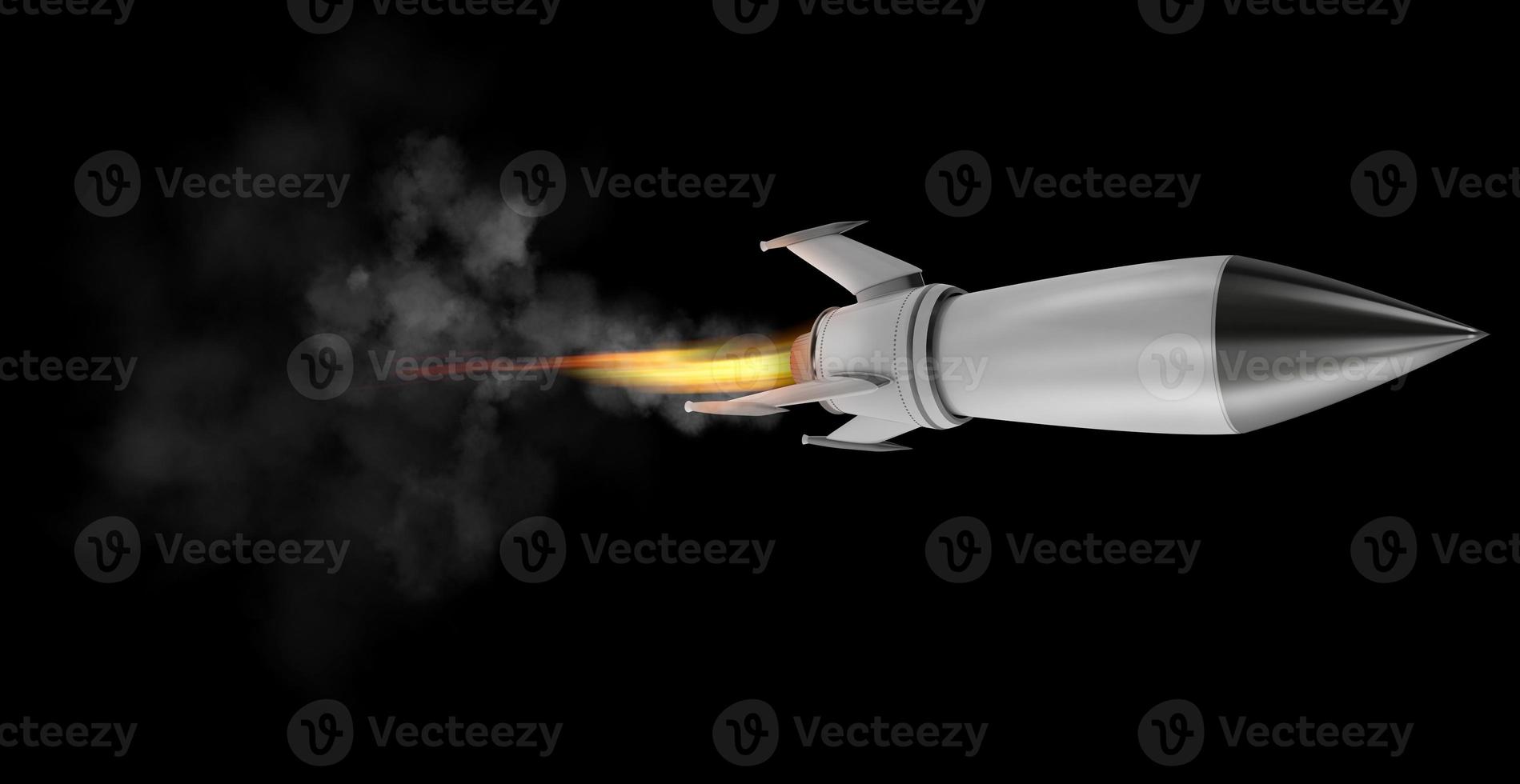 Rocket that fly fast. 3d rendering photo