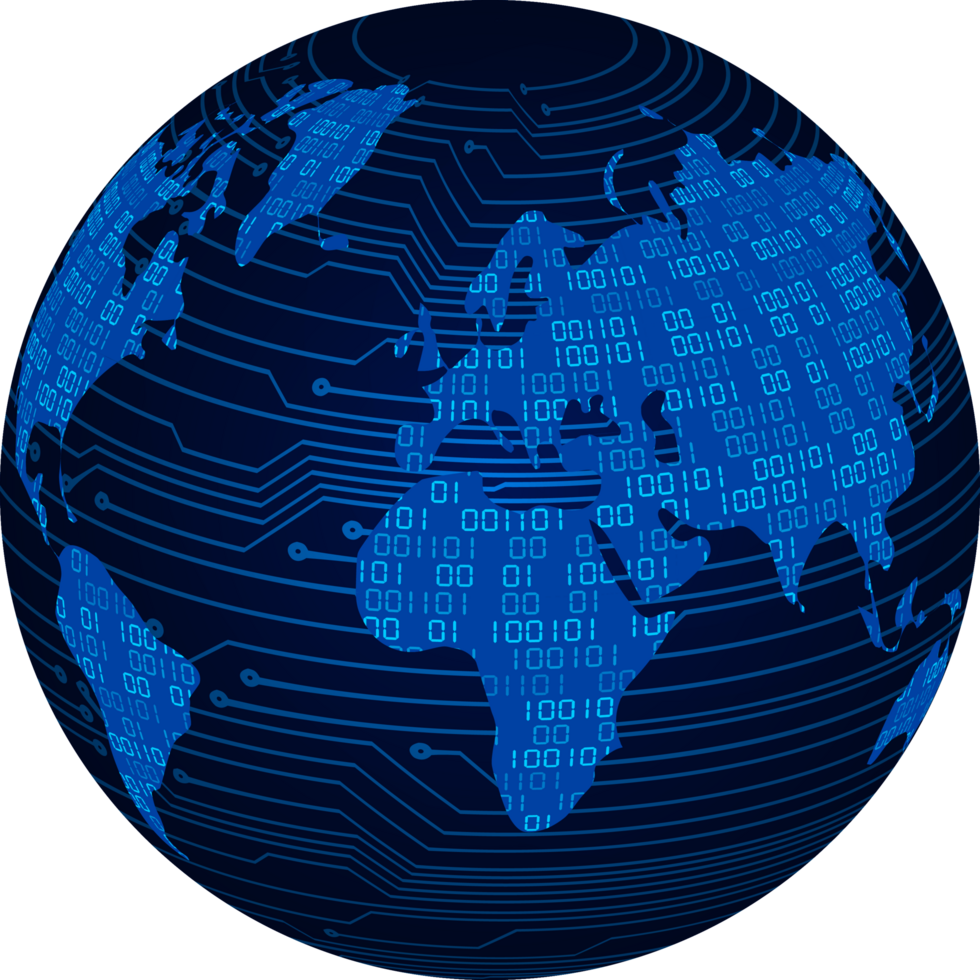 Modern Technology World Map Globe Crop-out png