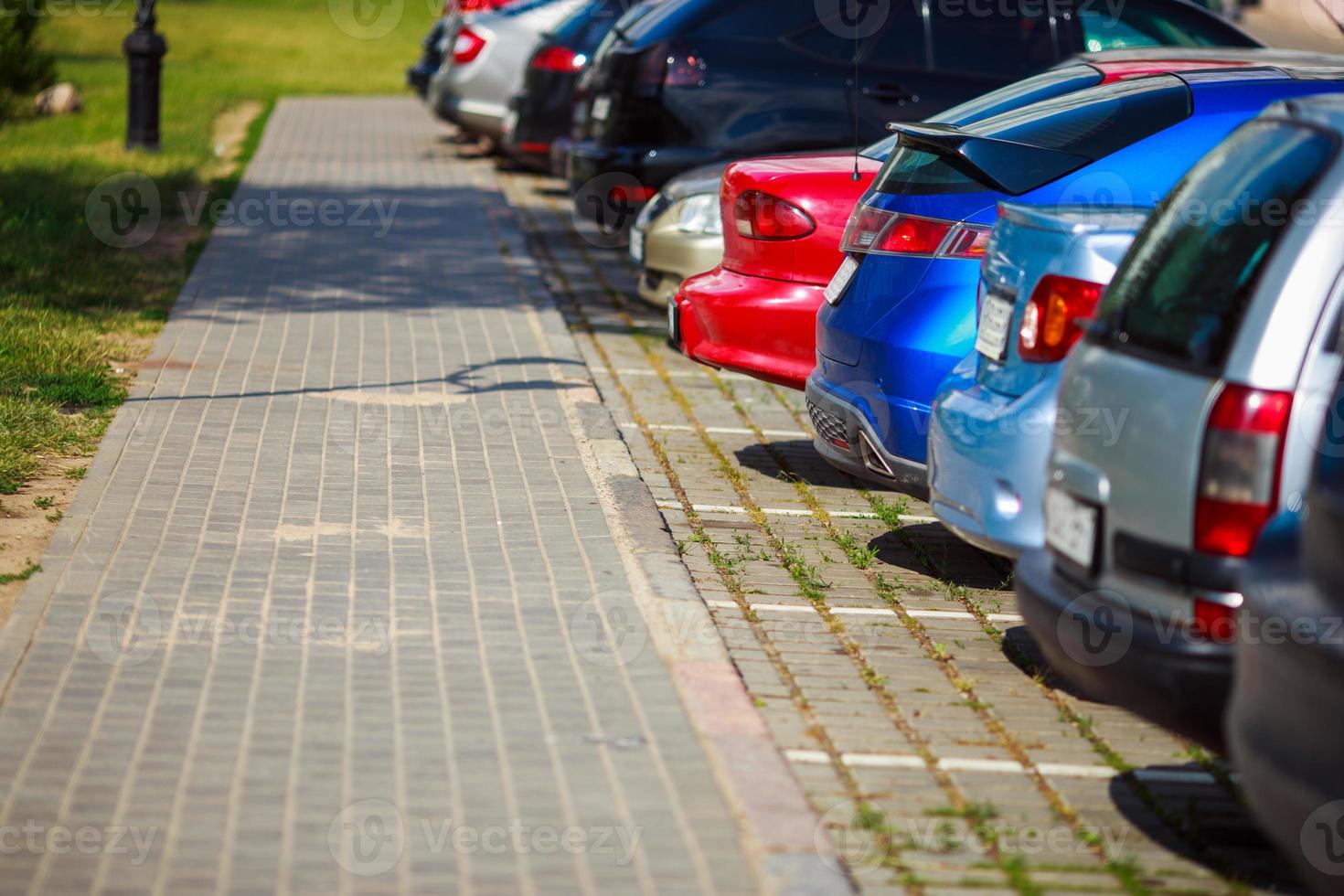 Parked cars in the city photo