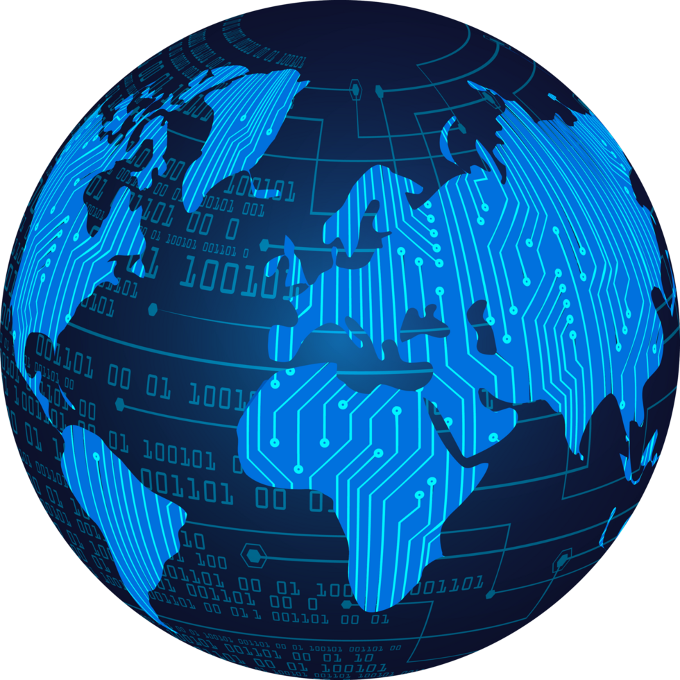 Modern Technology World Map Globe Crop-out png