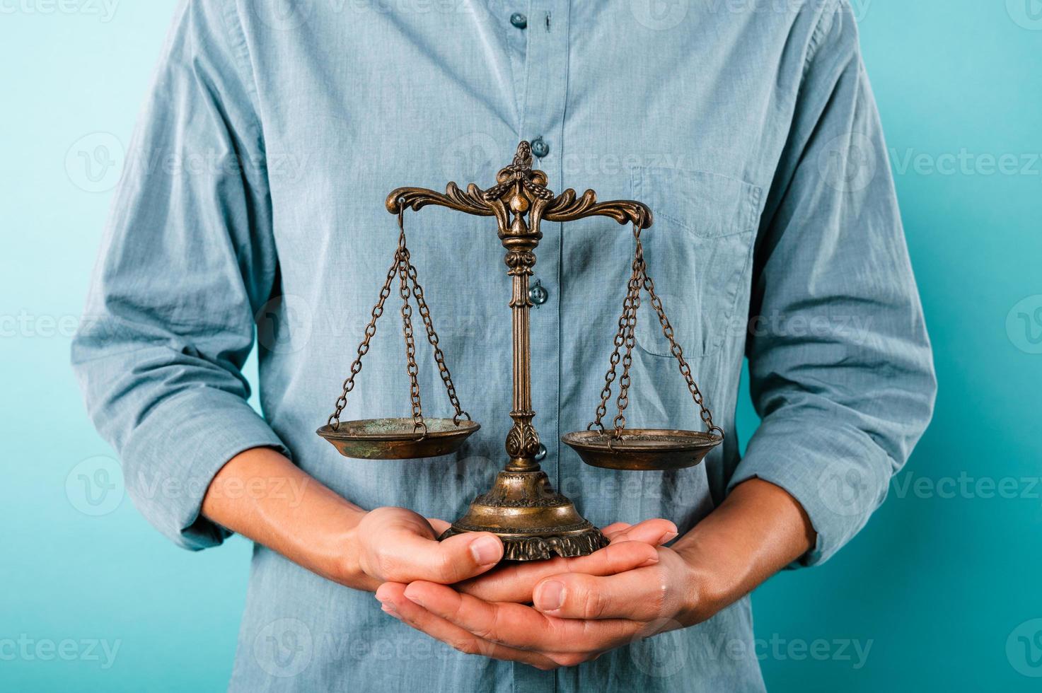 Plates in the balance. Concept of finance and justice law photo