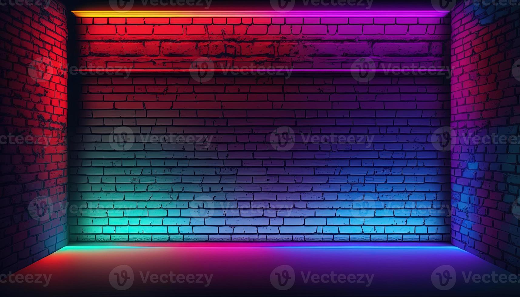 Neon room An image of a room or space illuminated by neon lighting, often used to create a futuristic or retro-futuristic atmosphere in design and visual media photo