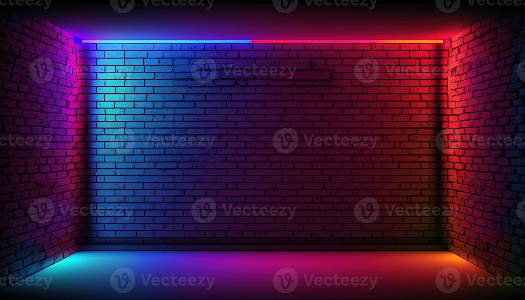 Neon room An image of a room or space illuminated by neon lighting, often used to create a futuristic or retro-futuristic atmosphere in design and visual media photo