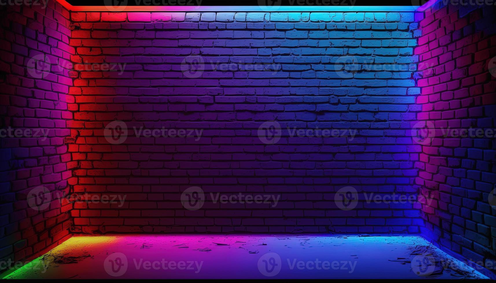 Neon room An image of a room or space illuminated by neon lighting, often used to create a futuristic or retro-futuristic atmosphere in design and visual media photo