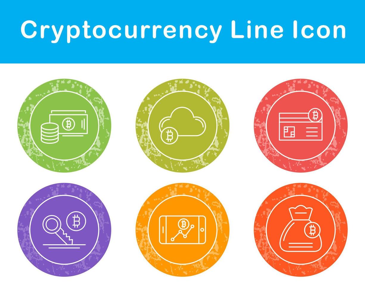 Bitcoin And Cryptocurrency Vector Icon Set