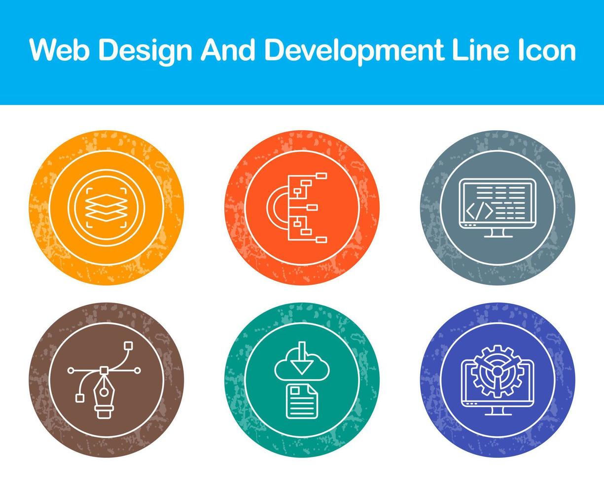 web diseño y desarrollo vector icono conjunto