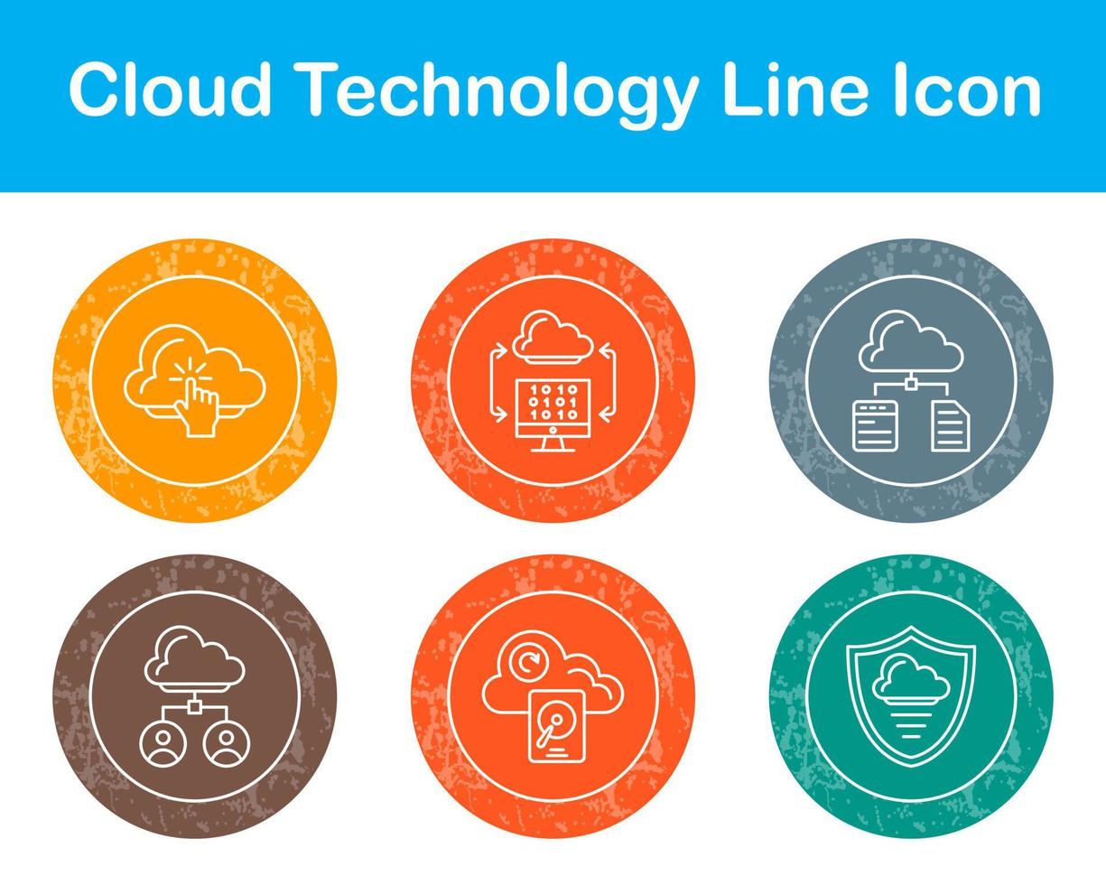 nube tecnología vector icono conjunto