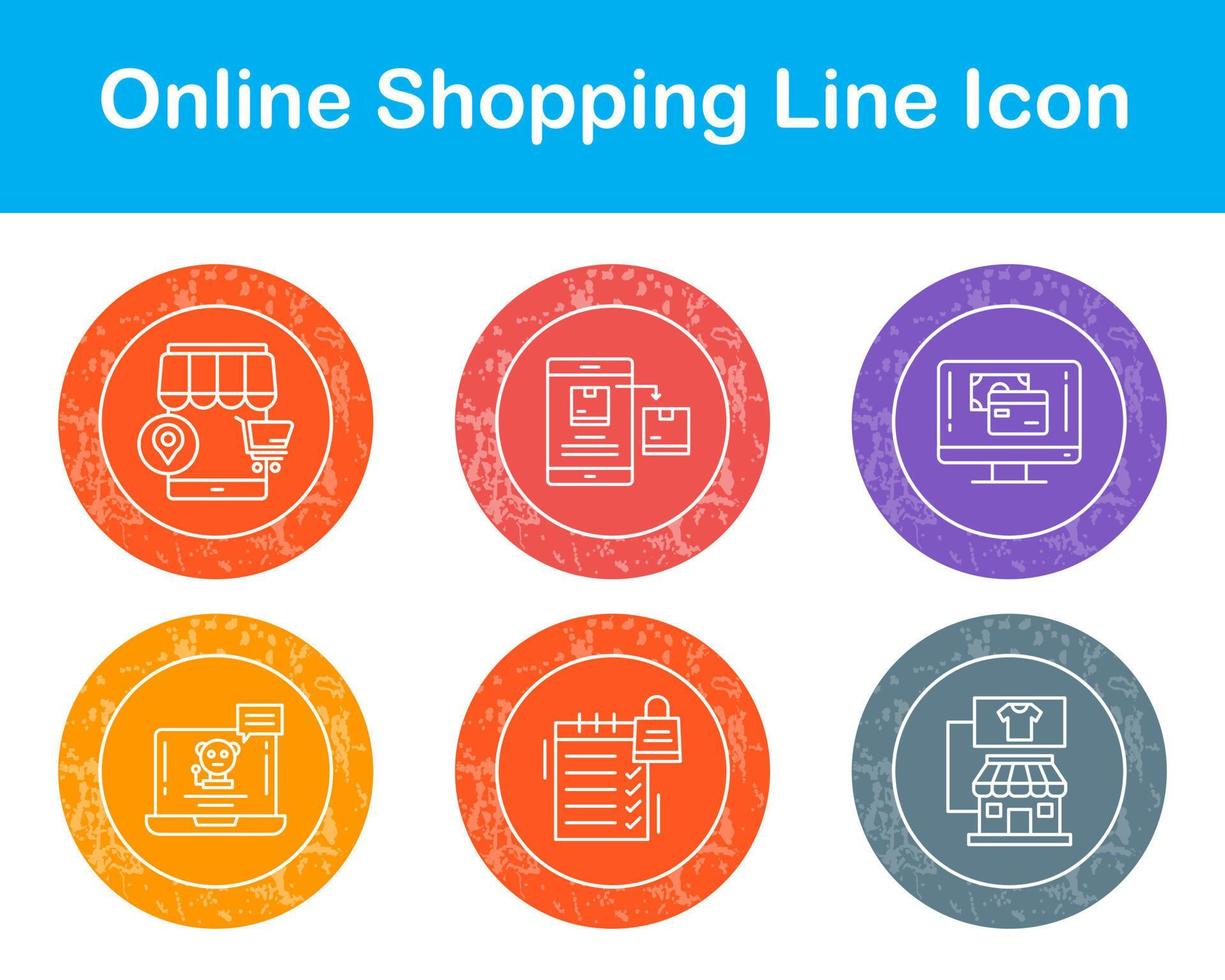 conjunto de iconos de vector de compras en línea