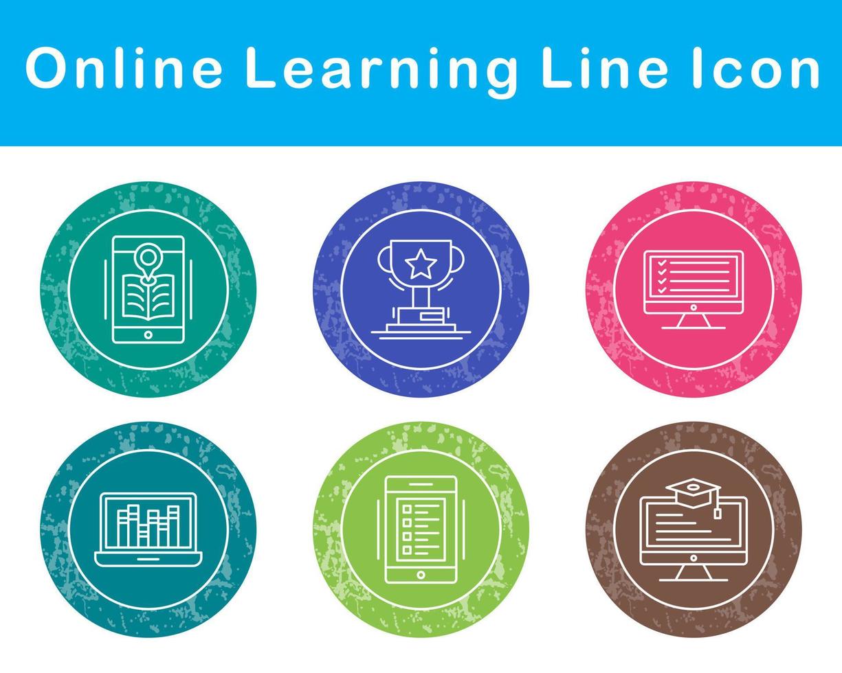 en línea aprendizaje vector icono conjunto