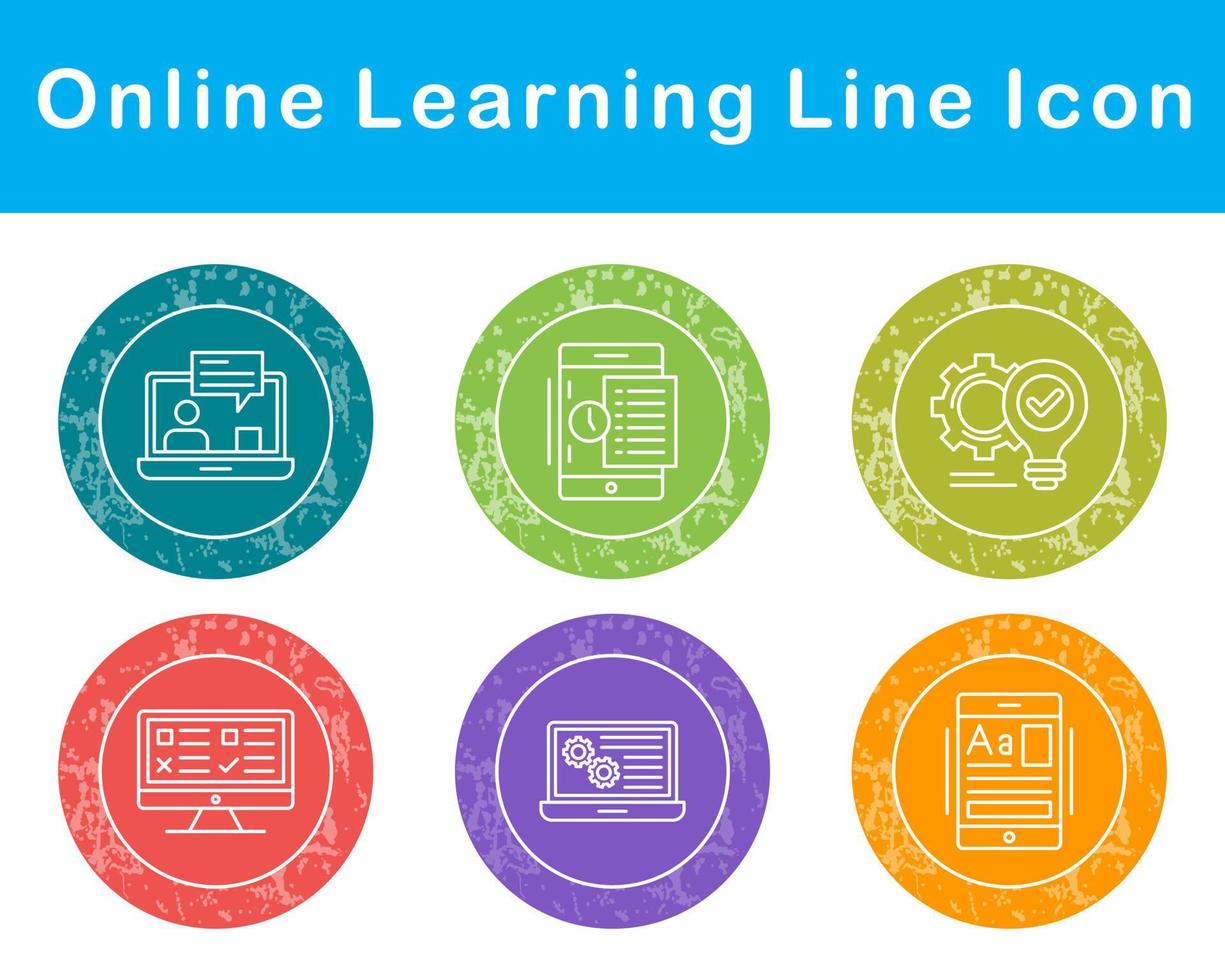 en línea aprendizaje vector icono conjunto