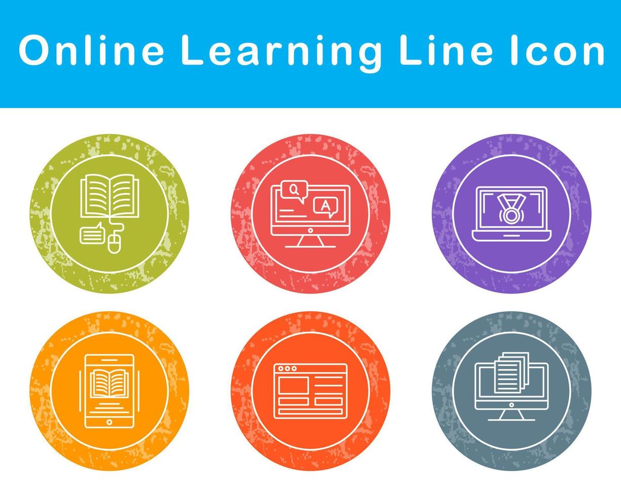 en línea aprendizaje vector icono conjunto
