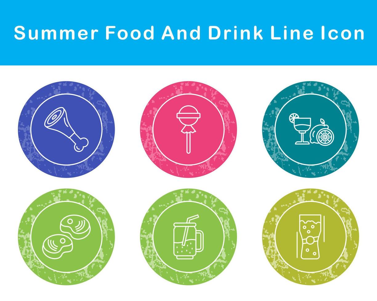 Summer Food And Drink Vector Icon Set