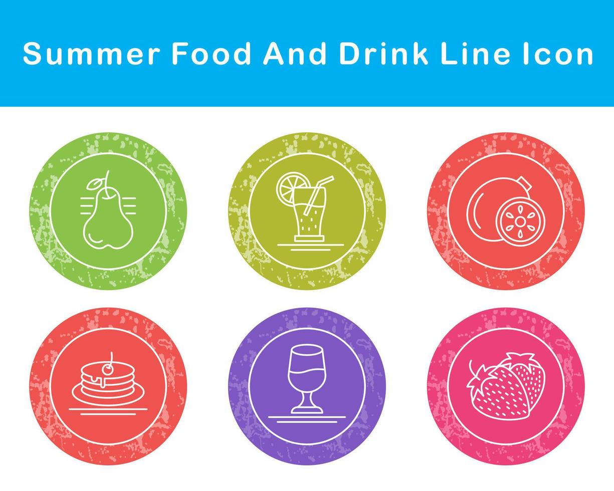 Summer Food And Drink Vector Icon Set