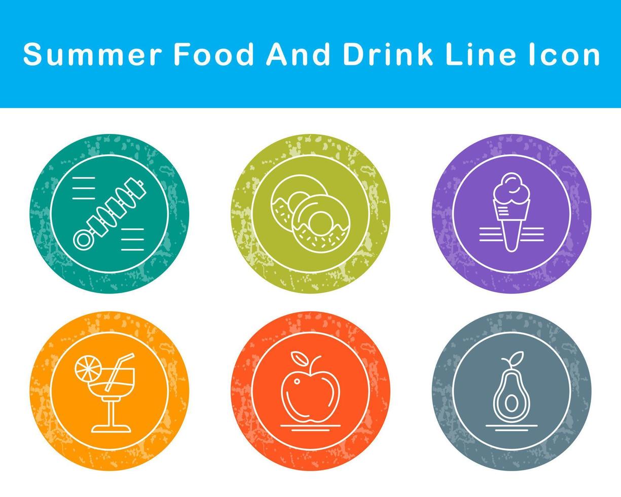 Summer Food And Drink Vector Icon Set